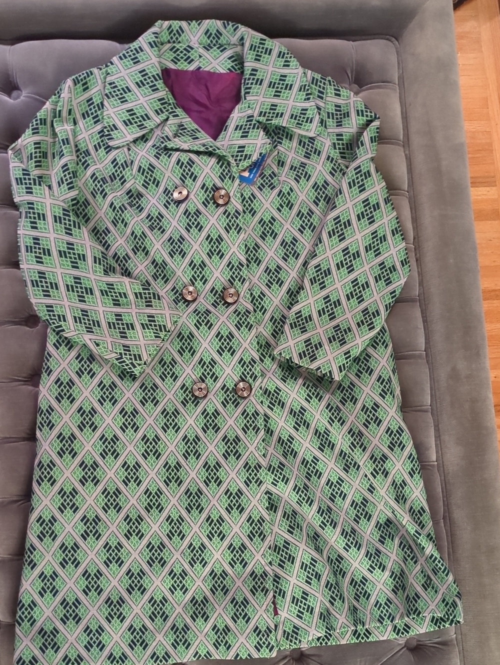 Vintage Deadstock Green Geometric Patterned Jacket